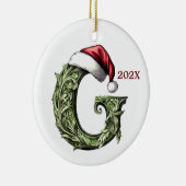 Gepersonaliseerde Monogram Kerst Ornament (Rechts)