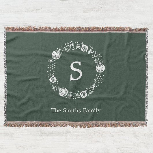 Gepersonaliseerde Monogram Kerstkrans Deken