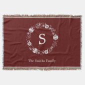 Gepersonaliseerde Monogram Kerstkrans Deken (Voorkant)