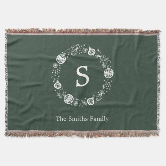 Gepersonaliseerde Monogram Kerstkrans Deken (Voorkant)