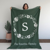Gepersonaliseerde Monogram Kerstkrans Fleece Deken