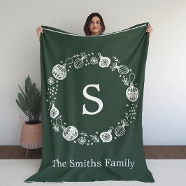 Gepersonaliseerde Monogram Kerstkrans Fleece Deken