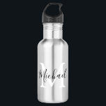 Gepersonaliseerde Monogram Kinder Terug naar schoo Waterfles<br><div class="desc">Stuur je kinderen terug naar school in stijl met deze stijlvolle monogram waterflessen. Ideaal voor reizen naar het park, het strand, de sport en de picknicks. Het flesje bevat het initiaal en de naam van uw kind, alle lettertypestijlen, grootte en kleur van tekst kunnen worden gewijzigd door op de link...</div>