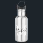 Gepersonaliseerde Monogram Kinder Terug naar schoo Waterfles<br><div class="desc">Stuur je kinderen terug naar school in stijl met deze stijlvolle monogram waterflessen. Ideaal voor reizen naar het park, het strand, de sport en de picknicks. Het flesje bevat het initiaal en de naam van uw kind, alle lettertypestijlen, grootte en kleur van tekst kunnen worden gewijzigd door op de link...</div>