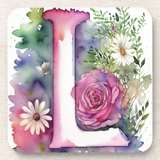 Gepersonaliseerde Monogram Kleurrijke Waterverf Bl Bier Onderzetter (Voorkant)