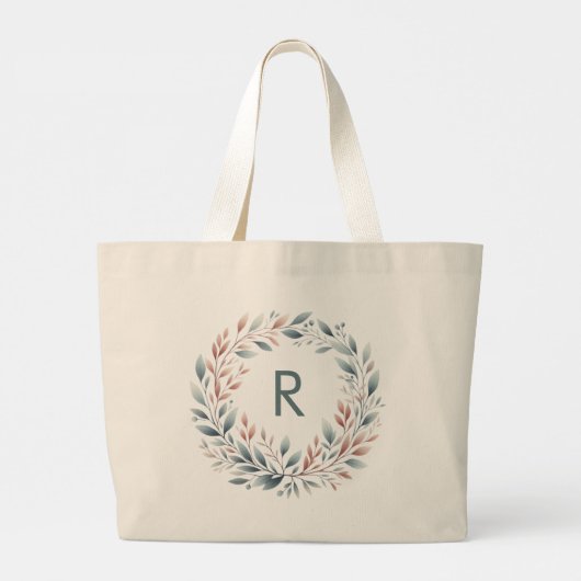 Gepersonaliseerde monogram krans Canvas tas (Achterkant)