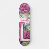 Gepersonaliseerde Monogram L Kleurrijke Waterverf Persoonlijk Skateboard (Voorkant)