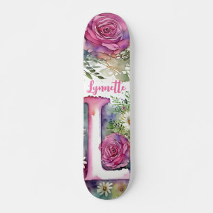 Gepersonaliseerde Monogram L Kleurrijke Waterverf  Persoonlijk Skateboard