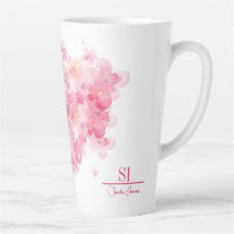 Gepersonaliseerde monogram latte-Mok | Modern Flor