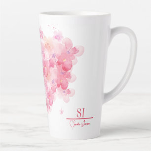 Gepersonaliseerde monogram latte-Mok   Modern Flor Latte Mok