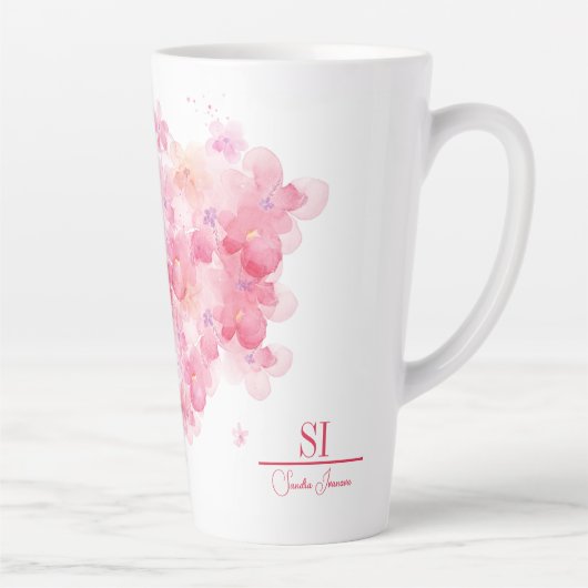 Gepersonaliseerde monogram latte-Mok | Modern Flor Latte Mok (Rechts)