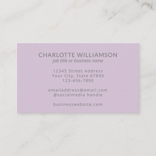 Gepersonaliseerde Monogram Lavendel Stijlvolle Kan Visitekaartje (Achterkant)