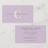 Gepersonaliseerde Monogram Lavendel Stijlvolle Kan Visitekaartje (Voorkant / Achterkant)