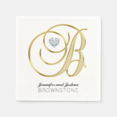 Gepersonaliseerde Monogram Letter B Gold White Wed Servetten (Voorkant)