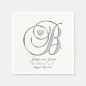 Gepersonaliseerde Monogram Letter B Silver Wedding Servetten (Voorkant)