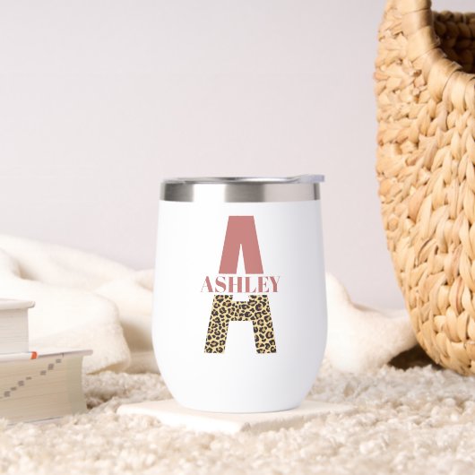 Gepersonaliseerde Monogram Letter Een Roze Luipaar (Woonkamer)