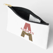 Gepersonaliseerde Monogram Letter Een Roze Luipaar Etui (Open)