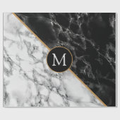 Gepersonaliseerde Monogram Letter Marble Wrapping Cadeaupapier (Vlak)