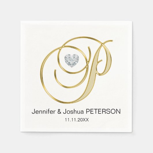 Gepersonaliseerde Monogram Letter P White Wedding Servetten (Voorkant)
