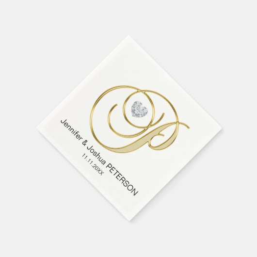 Gepersonaliseerde Monogram Letter P White Wedding Servetten (Hoek)