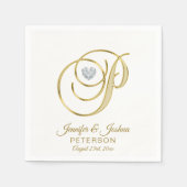 Gepersonaliseerde Monogram Letter P White Wedding Servetten (Voorkant)