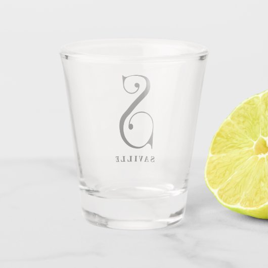 Gepersonaliseerde Monogram Letter S met achternaam Shot Glas (Achterkant)