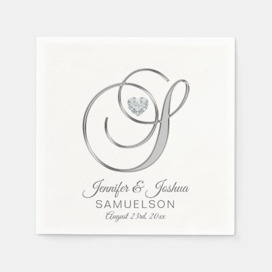 Gepersonaliseerde Monogram Letter S White Wedding Servetten (Voorkant)
