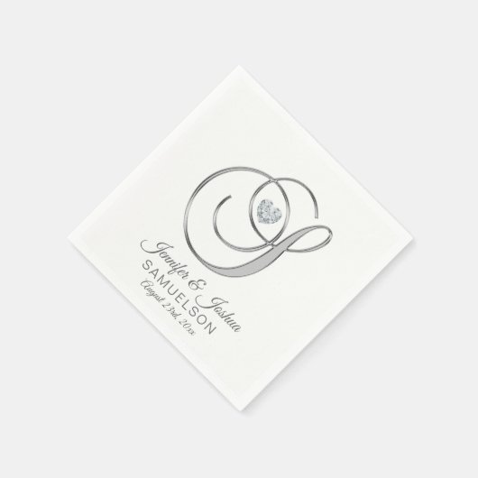 Gepersonaliseerde Monogram Letter S White Wedding Servetten (Hoek)