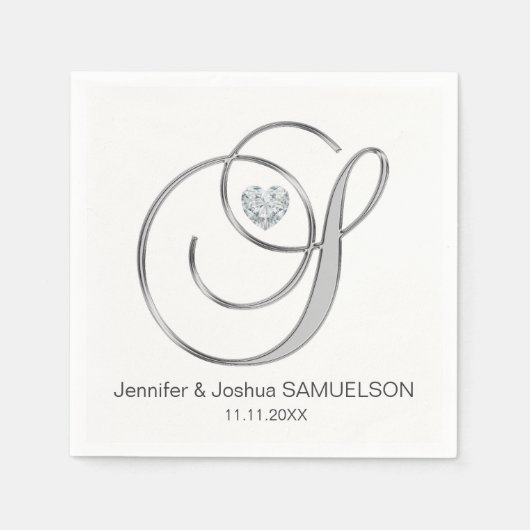 Gepersonaliseerde Monogram Letter S White Wedding Servetten (Voorkant)