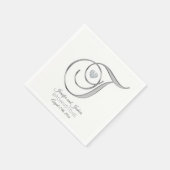 Gepersonaliseerde Monogram Letter T Silver Wedding Servet (Hoek)