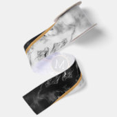 Gepersonaliseerde Monogram Letter Zwart Wit Lint (Achterkant)