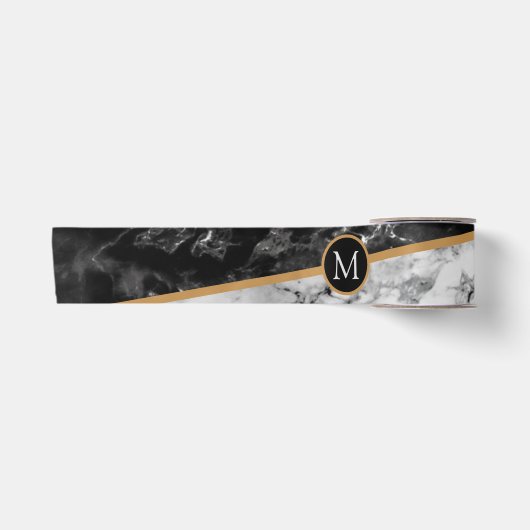 Gepersonaliseerde Monogram Letter Zwart Wit Lint (Voorkant)