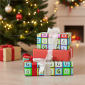 Gepersonaliseerde Monogram Leuk, Kleurrijke Kinder Cadeaupapier