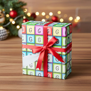 Gepersonaliseerde Monogram Leuk, Kleurrijke Kinder Cadeaupapier