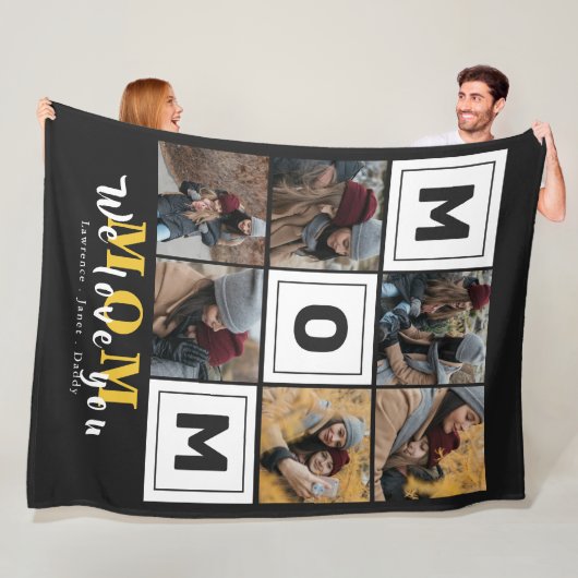 Gepersonaliseerde monogram liefde Je moeder famili Fleece Deken (In situ)