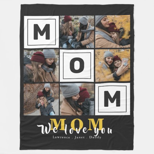 Gepersonaliseerde monogram liefde Je moeder famili Fleece Deken (Voorkant)