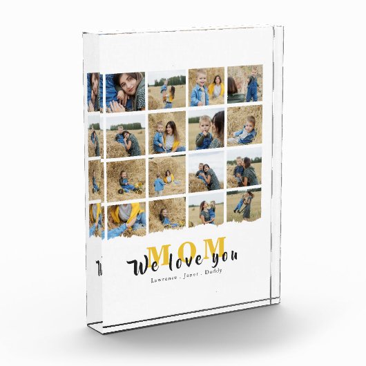 Gepersonaliseerde monogram liefde Moeder 16 Moeder Fotoblokken (Links)