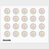 Gepersonaliseerde Monogram Mandala Goud en Blauw Ronde Sticker (Vel)