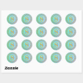 Gepersonaliseerde Monogram Mandala Goud en turquoi Ronde Sticker (Vel)