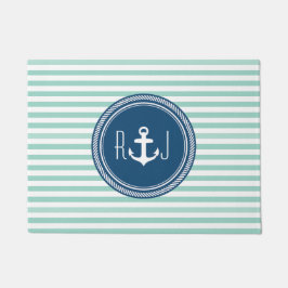 Gepersonaliseerde monogram marine en Seafoam Nauti Deurmat