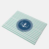 Gepersonaliseerde monogram marine en Seafoam Nauti Deurmat (Schuin)