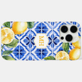 Gepersonaliseerde Monogram Mediterraan Gele Citroe Case-Mate iPhone Case (Achterkant (horizontaal))