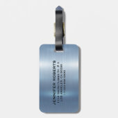 Gepersonaliseerde monogram metallic blauwe achterg bagagelabel (Achterkant verticaal)