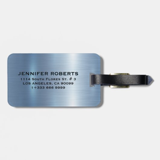 Gepersonaliseerde monogram metallic blauwe achterg bagagelabel (Achterkant horizontaal)