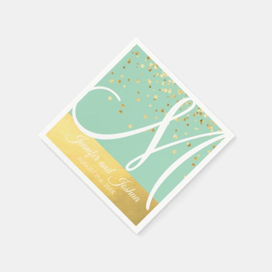 Gepersonaliseerde Monogram Mint Green Sage Gold We Servet (Hoek)