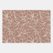 Gepersonaliseerde Monogram Mocha Bruin Bloemen Huw Inpakpapier Vel (Voorkant 3)