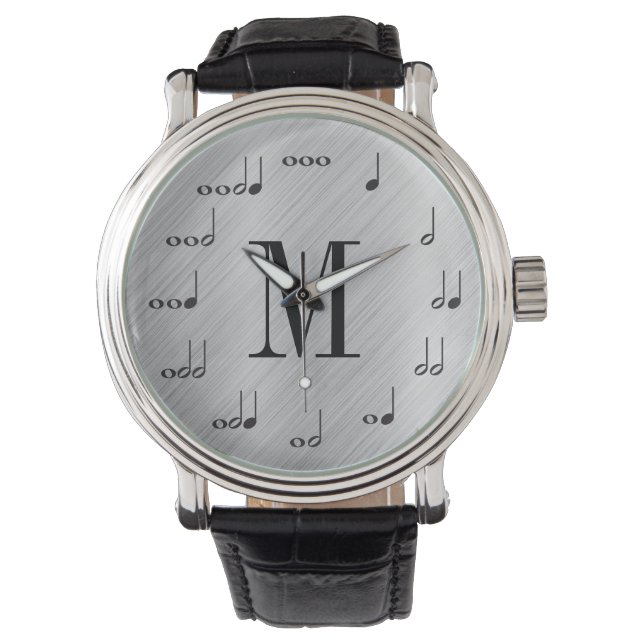 Gepersonaliseerde Monogram Music Note Horloge (Voorkant)