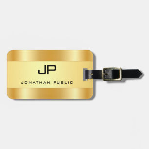 Gepersonaliseerde Monogram Naam Faux Gold Glamorou Bagagelabel