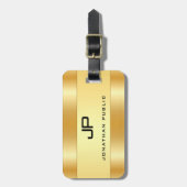 Gepersonaliseerde Monogram Naam Faux Gold Glamorou Bagagelabel (Voorkant verticaal)