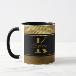 Gepersonaliseerde monogram naam Golden Black Mok